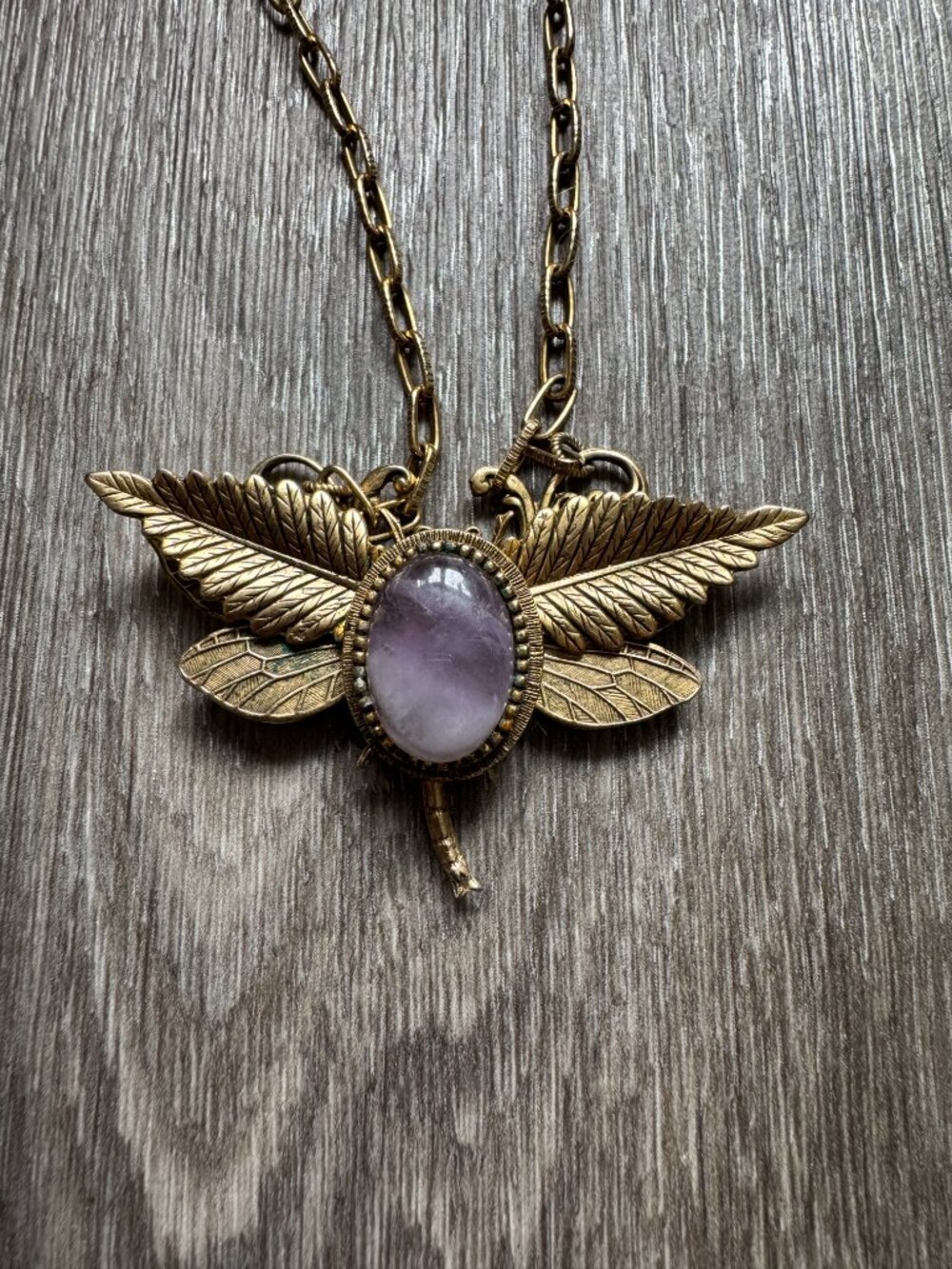 Trollbinde Dreamtime Dragonfly Amethyst Pendant Necklace